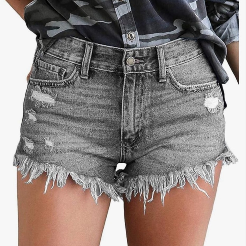 Grey distressed jean shorts XXL